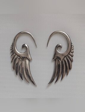 Rare Tawapa Sterling Silver 12g Seraphin Wing Earrings
